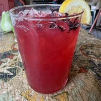 Seasonal hibiscus ginger tea special.  at Wild Craft Eatery in Boone