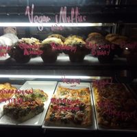 TONS of vegan muffins and even vegan pizza! at People's Cafe in Berkeley