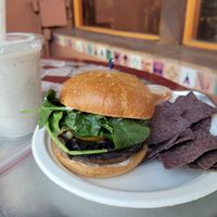 Pecan shake and portabello burger😁 at Nature's Health Food and Cafe in Palm Springs