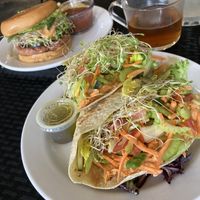 Beyond Burger & Vegan Tacos  at Tea Thyme Cafe in Marble Falls