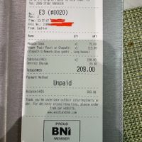 Receipt   at Woodlands (Tsim Sha Tsui) in Kowloon