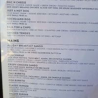 Partial Menue at Modern Times Far West Lounge in Encinitas