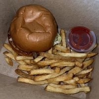 deluxe single burger  at Modern Times Far West Lounge in Encinitas