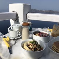 Breakfast with a view at Galini Cafe in Santorini