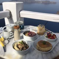 Breakfast with a view  at Galini Cafe in Santorini