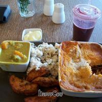 Vegan lasagna with roasted potatoes. at InSpiral Lounge in North West London