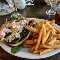 Mushroom gyro with cajun fries  at Arles and Boggs  in Wallingford