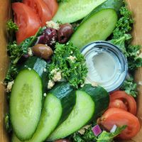 Greek kale salad with house made vegan feta and tadziki at Arles and Boggs  in Wallingford