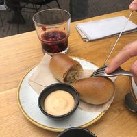 Inside the worstenbroodje at Sync-Ok in Deventer