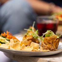 Jackfruit satay , yummy ! at Sync-Ok in Deventer