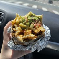 inside the california burrito   at Veg'n out in San Diego