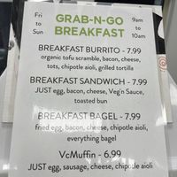 breakfast grab and go menu   at Veg'n out in San Diego