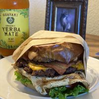 The breakfast burger at Veg'n out in San Diego