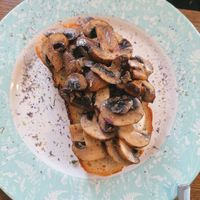 Mushroom and truffle oil on sourdough at The Greenhouse in Horsforth