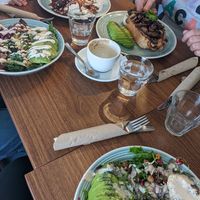 3 different power bowls, pancakes, vegan hot choc & 2 coffees which went down well! at The Greenhouse in Horsforth