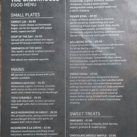 Food menu at The Greenhouse in Horsforth