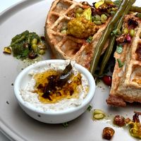 Savoury waffle  at Sacred Grounds in Exeter