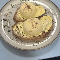 Poached egg on toast.  Vegan!  at Sacred Grounds in Exeter