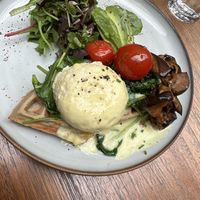 Gluten free egg Benedict   at Sacred Grounds in Exeter