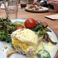 Vegan poached egg  at Sacred Grounds in Exeter