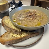 Caramelised parsnip + porcini mushroom soup👌  at Sacred Grounds in Exeter