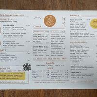 Menu at Sacred Grounds in Exeter