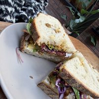 Pastrami sandwich   at Sacred Grounds in Exeter