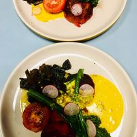 Bubble and Squeak with Hollandaise  at Sacred Grounds in Exeter