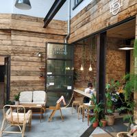 Outside at Sacred Grounds in Exeter