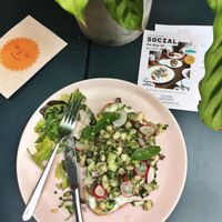 smorbrod 2 - delicious. the tzatziki was incredible!! at Sacred Grounds in Exeter