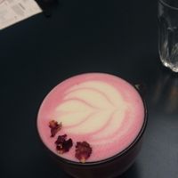 Beetroot latte at Sacred Grounds in Exeter