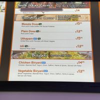 Dosa Menu  at Venetian Hotel - Curry Pot in Las Vegas