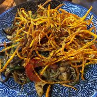 Noodles with grilled veggies at Yasai Izakaya Genki in Tokyo