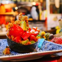 Avocado and tomato salad at Yasai Izakaya Genki in Tokyo