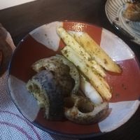 Okra and asparagus at Yasai Izakaya Genki in Tokyo