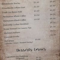 Drinks menu at Little Beans Gourmet in Canning Vale