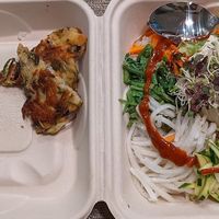 Gim bop, mung bean pancake, and bibimbap at Yong's Kal-Bi in Waimea