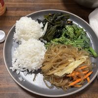 Sides including japchae  at Yong's Kal-Bi in Waimea