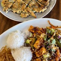 Vegan pancake and Stir fry tofu at Yong's Kal-Bi in Waimea