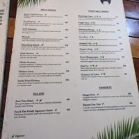 Dinner menu at Fox and the Firefly in Bohol
