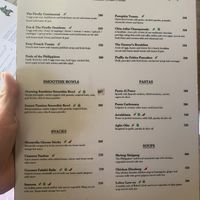 Menu as of October 2024 - vegan options have an apple 🍏 next to them or a leaf 🍃 for veggie  at Fox and the Firefly in Bohol