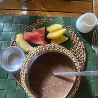 Chia chocolate bowl for breakfast (vegan)   at Fox and the Firefly in Bohol