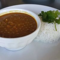 Lentil curry with rice at The Slip Inn Cafe in Havelock