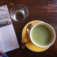 Matcha latte with coconut milk at Bean & Cole in Chester
