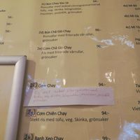 Menu at Lilla Vietnam in Malmo
