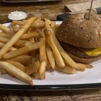 Impossible burger and side of fries   at Bareburger -  W 57th in New York City