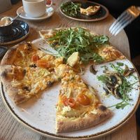 Vegan pizza   at Café Cathedral in Oslo