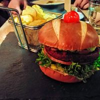 Beetroot burger at Café Cathedral in Oslo