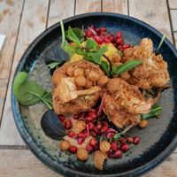 Breaded califlower, with curry rice at Ihsiri in Lund