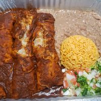 Vegan Enchiladas with red sauce at Luna Mexicana in Joliet